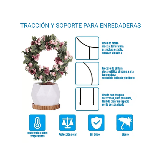 Enrejado de Metal Guía Negro Para Plantas Trepadora Circular 3
