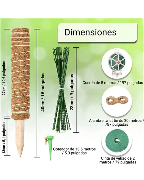 Kit Soporte En Fibra De Coco Plantas Trepadoras x4 Unidades