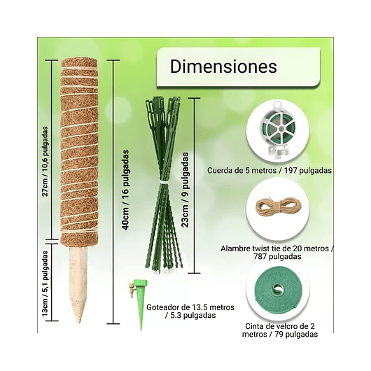 Kit Soporte En Fibra De Coco Plantas Trepadoras x4 Unidades 2