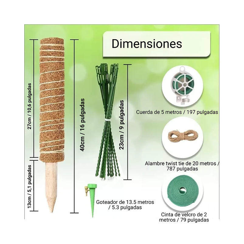 Kit Soporte En Fibra De Coco Plantas Trepadoras x4 Unidades 2