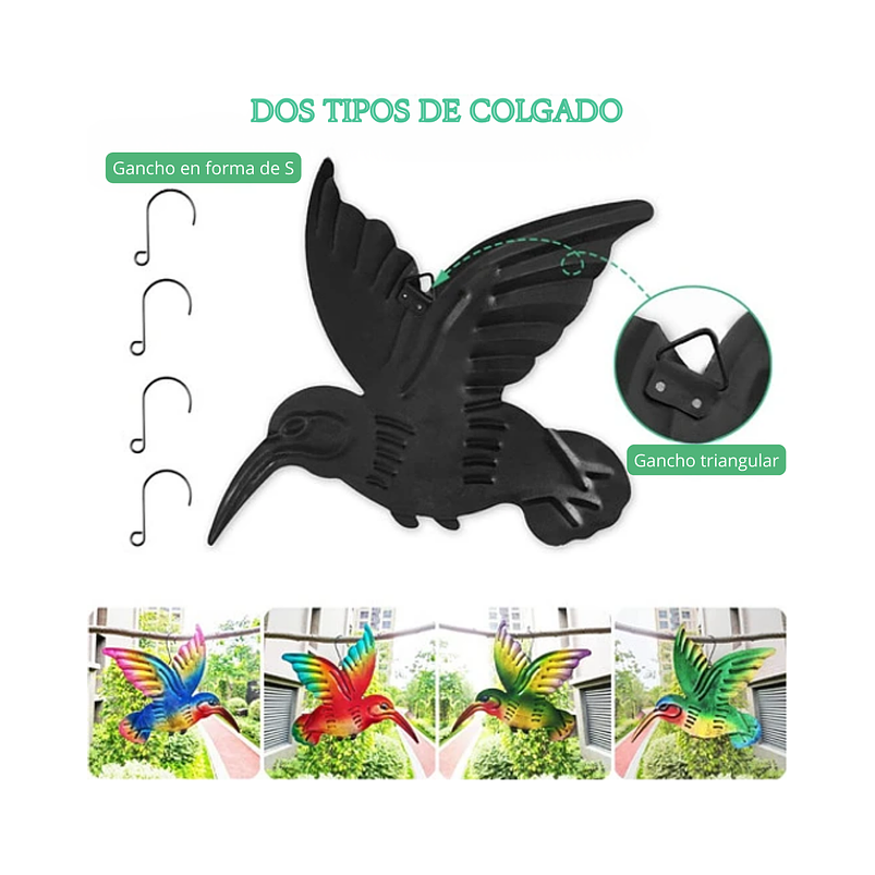 Set Figuras Decorativas Jardín Colibríes x4 unidades de pared 4