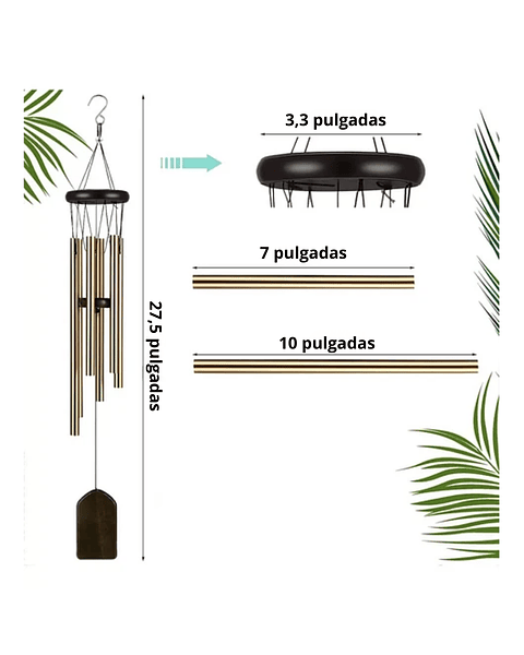 Campana de Viento Jardín 6 Tubos En Aluminio