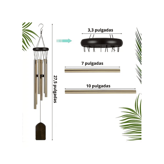 Campana de Viento Jardín 6 Tubos En Aluminio 2