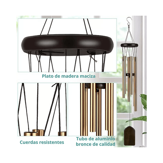 Campana de Viento Jardín 6 Tubos En Aluminio 3