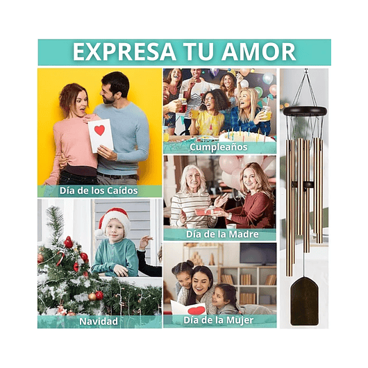 Campana de Viento Jardín 6 Tubos En Aluminio 6