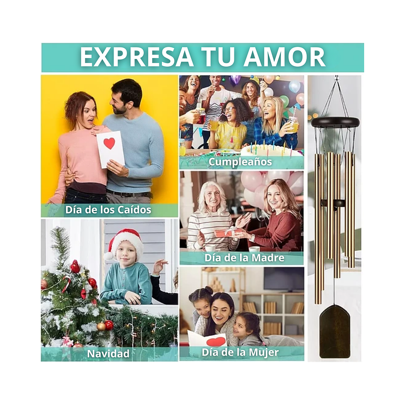 Campana de Viento Jardín 6 Tubos En Aluminio 6
