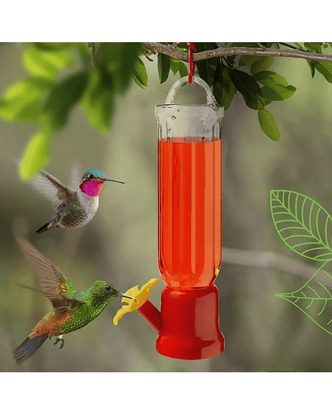 Bebedero De Colibríes Cilíndrico Colgar 2.3oz Plástico