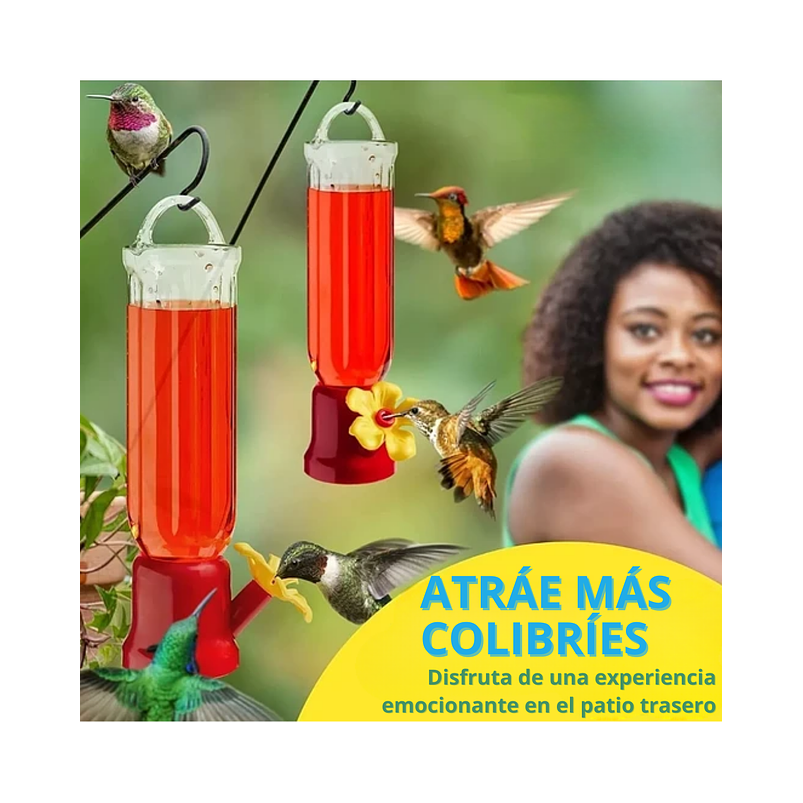 Bebedero De Colibríes Cilíndrico Colgar 2.3oz Plástico 2
