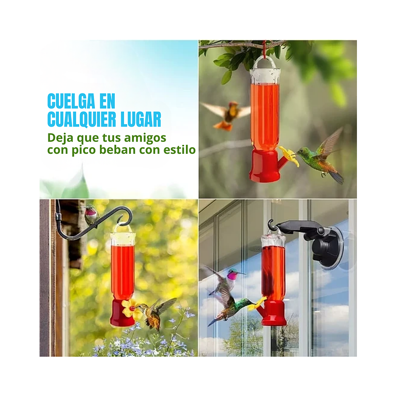 Bebedero De Colibríes Cilíndrico Colgar 2.3oz Plástico 7