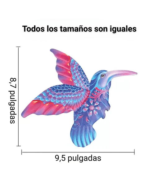 Set Figuras Colibris x4 Unidades Decorativas de Jardín - Pared