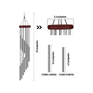 Campana De Viento Jardín Terraza x12 Tubos en Aluminio