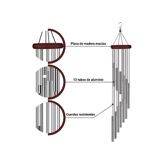 Campana De Viento Jardín Terraza x12 Tubos en Aluminio 5