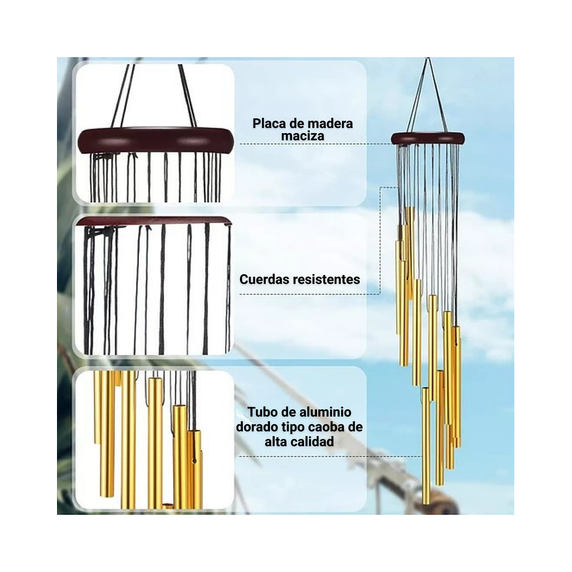 Campana De Viento Jardín Terraza Plantas x12 Tubos Aluminio 4