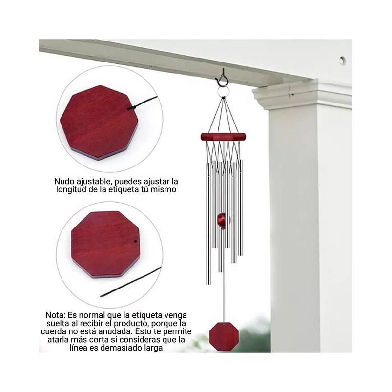 Campana De Viento Jardín Terraza x6 Tubos En Aluminio 7