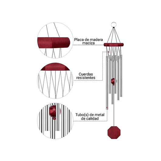 Campana De Viento Jardín Terraza x6 Tubos En Aluminio 6