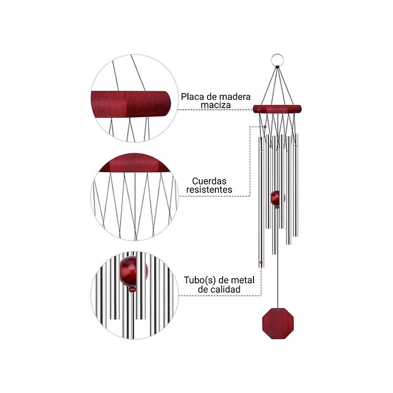 Campana De Viento Jardín Terraza x6 Tubos En Aluminio 6