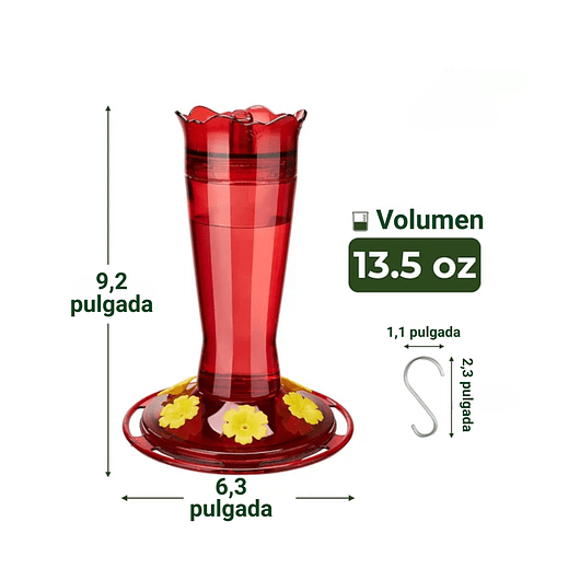 Bebedero Colibríes Aves en Vidrio de Colgar 13 Oz 6