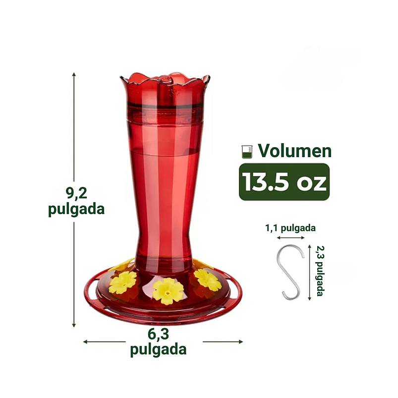 Bebedero Colibríes Aves en Vidrio de Colgar 13 Oz 6