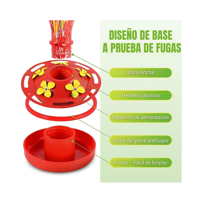 Colibries Bebedero Aves Colgante 36oz En Vidrio Soplado 5