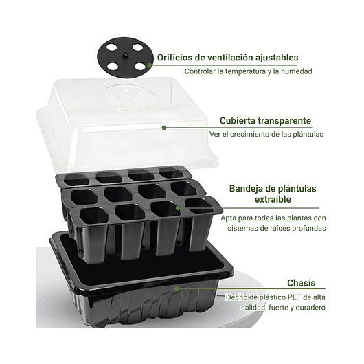 Kit Germinacion X3 Bandejas + Cupula Y Herramientas Plantas 8