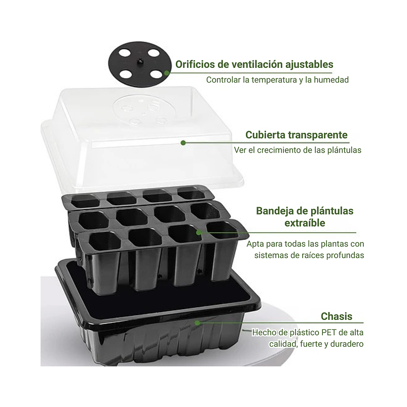 Kit Germinacion X3 Bandejas + Cupula Y Herramientas Plantas 8