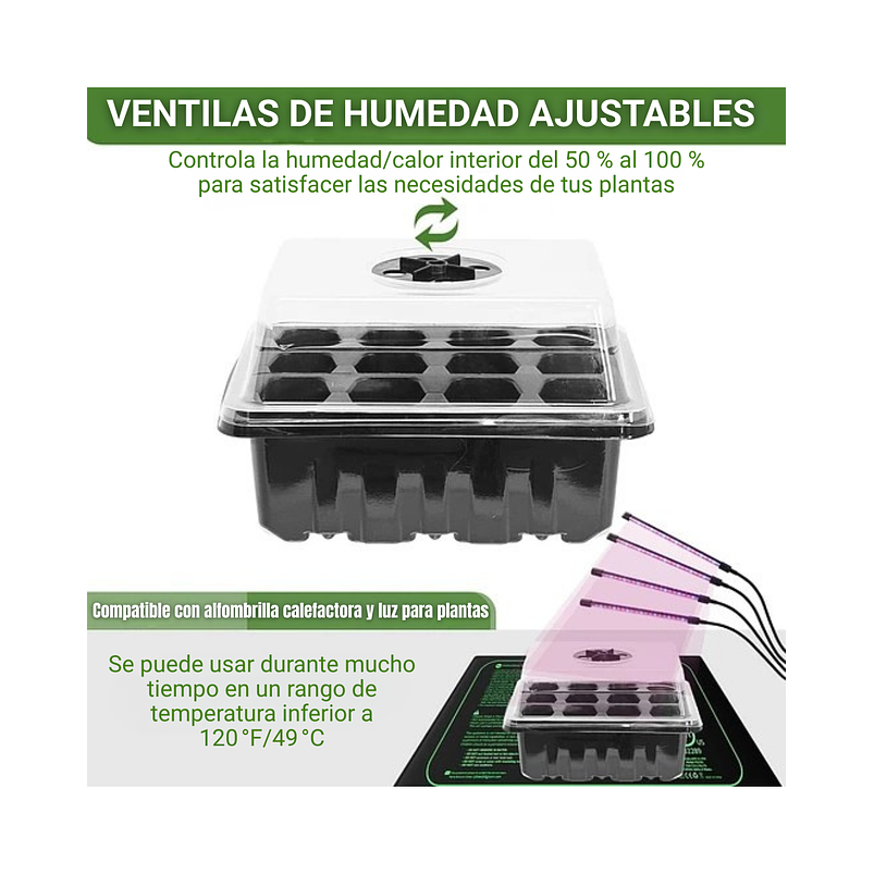 Kit Germinacion X3 Bandejas + Cupula Y Herramientas Plantas 10