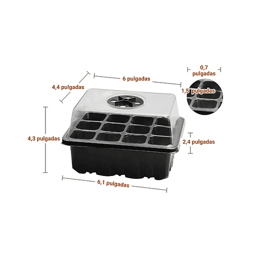 Bandeja Germinación Semillas x01 Unidad Cúpula Plástica 11