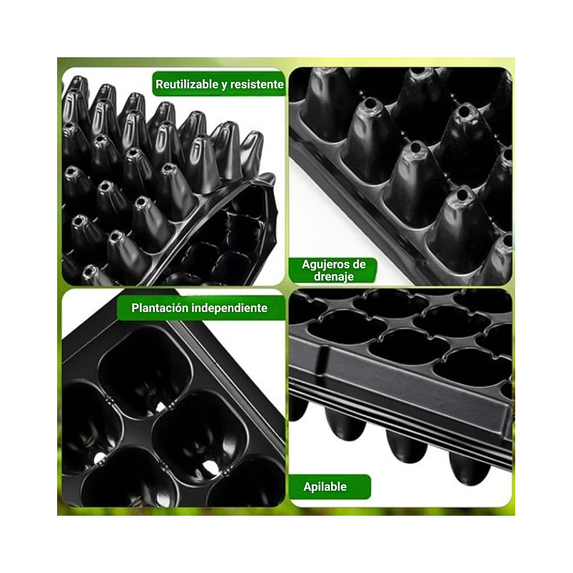 Bandeja 200 Cavidades Germinación Plantulas Plástica X2 Pz 2