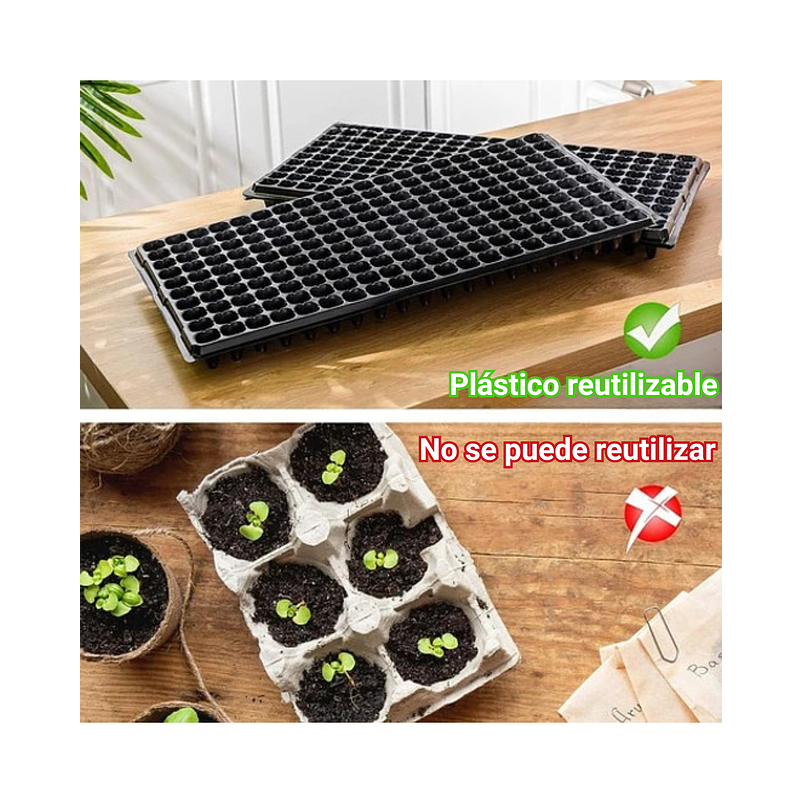 Bandeja 200 Cavidades Germinación Plantulas Plástica X2 Pz 5