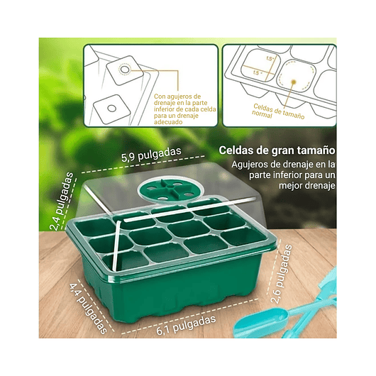 Bandeja De Germinar x12 Celdas, Cubierta Ajuste x5 Unidades 5