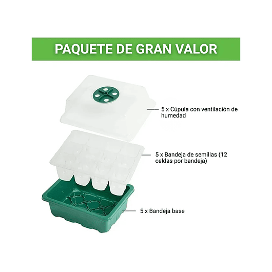 Bandeja De Germinar x12 Celdas, Cubierta Ajuste x5 Unidades 6