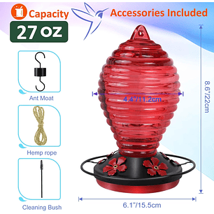 Bebedero de Aves Colibries de Colgar en Vidrio x5 Flores Multicolor