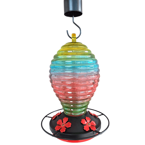 Bebedero de Aves Colibries de Colgar en Vidrio x5 Flores Multicolor