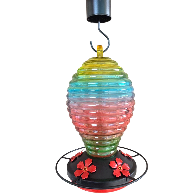 Bebedero de Aves Colibries de Colgar en Vidrio x5 Flores Multicolor 1