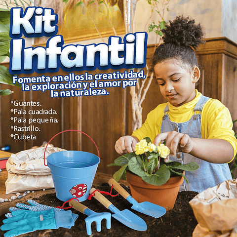 Kit Herramientas Para Niños de Jardinería, Huerto y Siembra