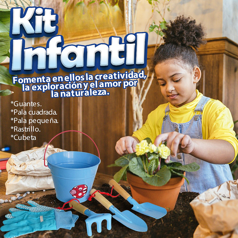 Kit Herramientas Para Niños de Jardinería, Huerto y Siembra 2