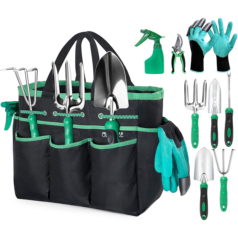 Kit Herramientas Jardinería x9 Acero Inoxidable Resistente 1