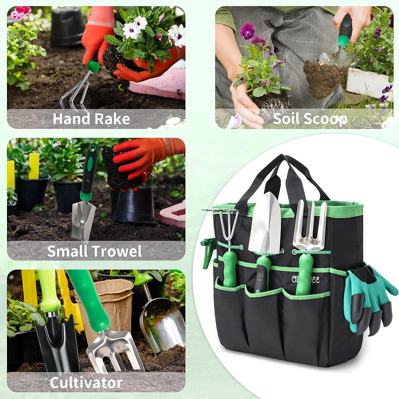 Kit Herramientas Jardinería x9 Acero Inoxidable Resistente 3