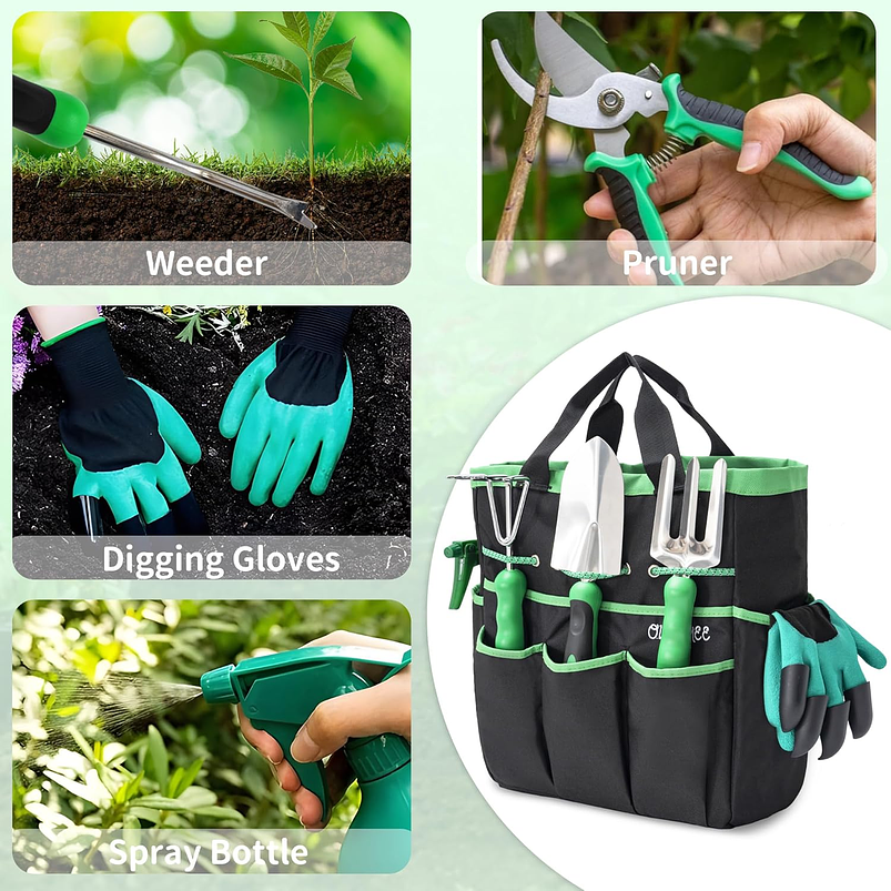 Kit Herramientas Jardinería x9 Acero Inoxidable Resistente 4