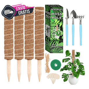 Kit Soporte Plantas Fibra De Coco x4 unidades Más Herramientas Siembra