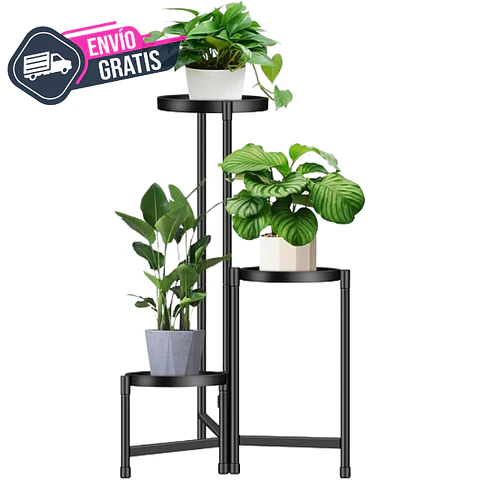 Soporte Para Plantas Macetas Estante Metalico En 3 niveles