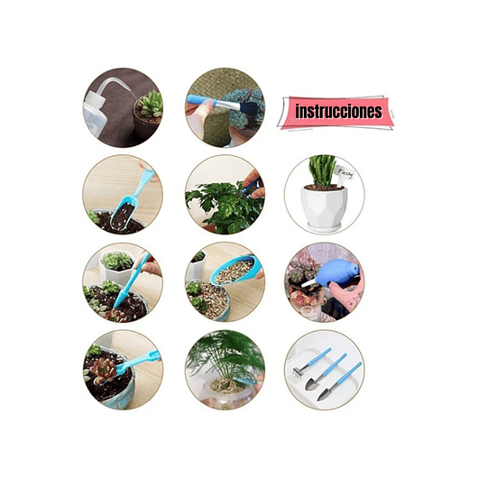 Kit Herramientas De Jardín para Siembra y Cuidado de Cactus Suculentas x15 piezas 4