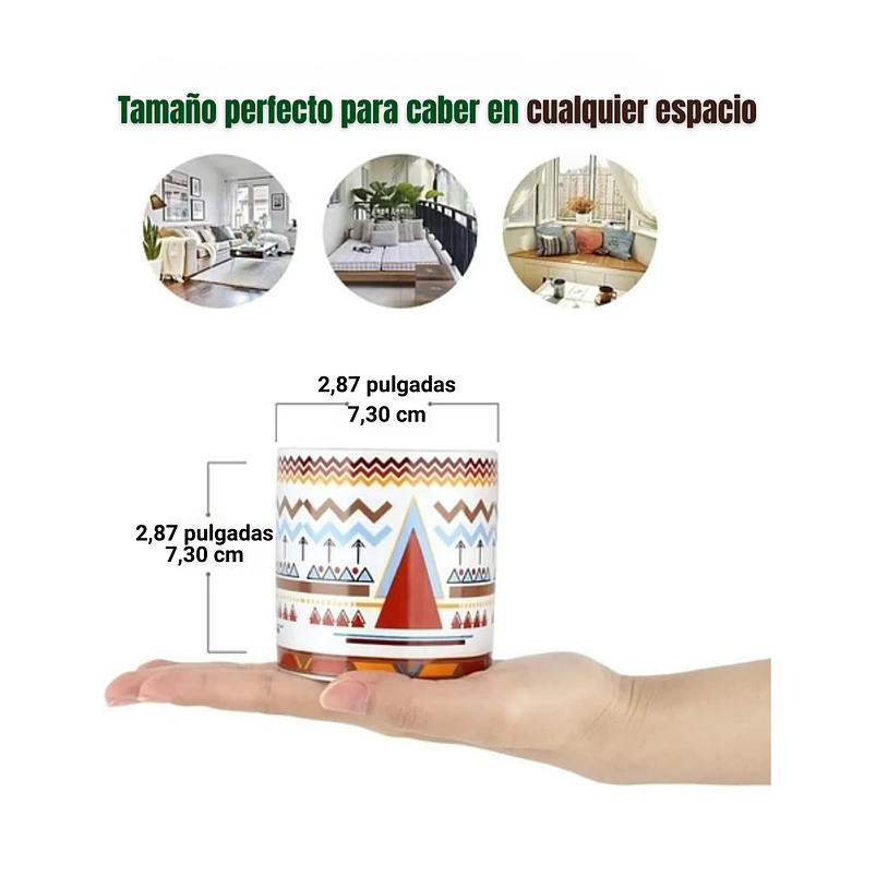 Juego Macetas Cerámica x3 Unidades Más Plato Bambú Diseño Geométrico 4