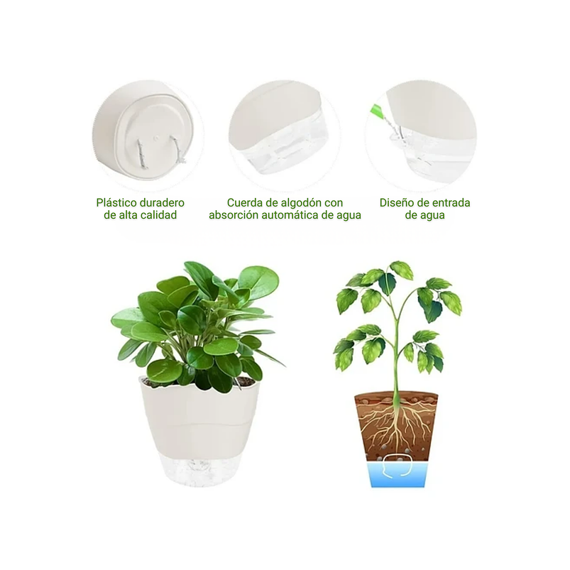 Juego Macetas x5 Unidades Auto Riego Más 4 Macramé 5