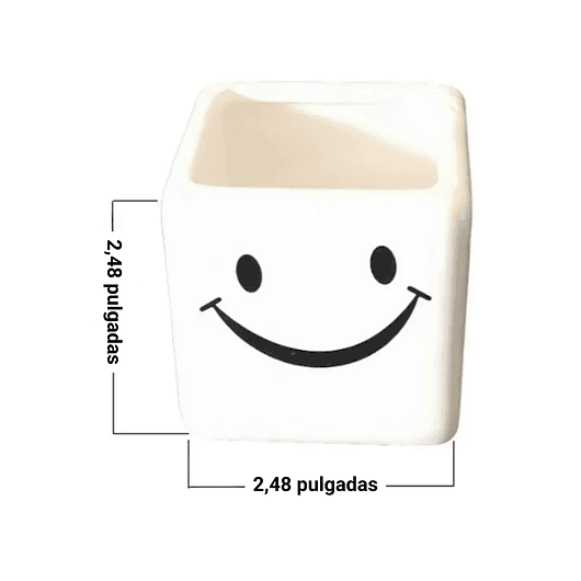 Maceta Cerámica Premium Smily Set x6 Cuadrada Para Suculenta 5