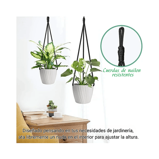 Juego Maceta Decorativas De Colgar x4 Unidades Diseño Rayas 7