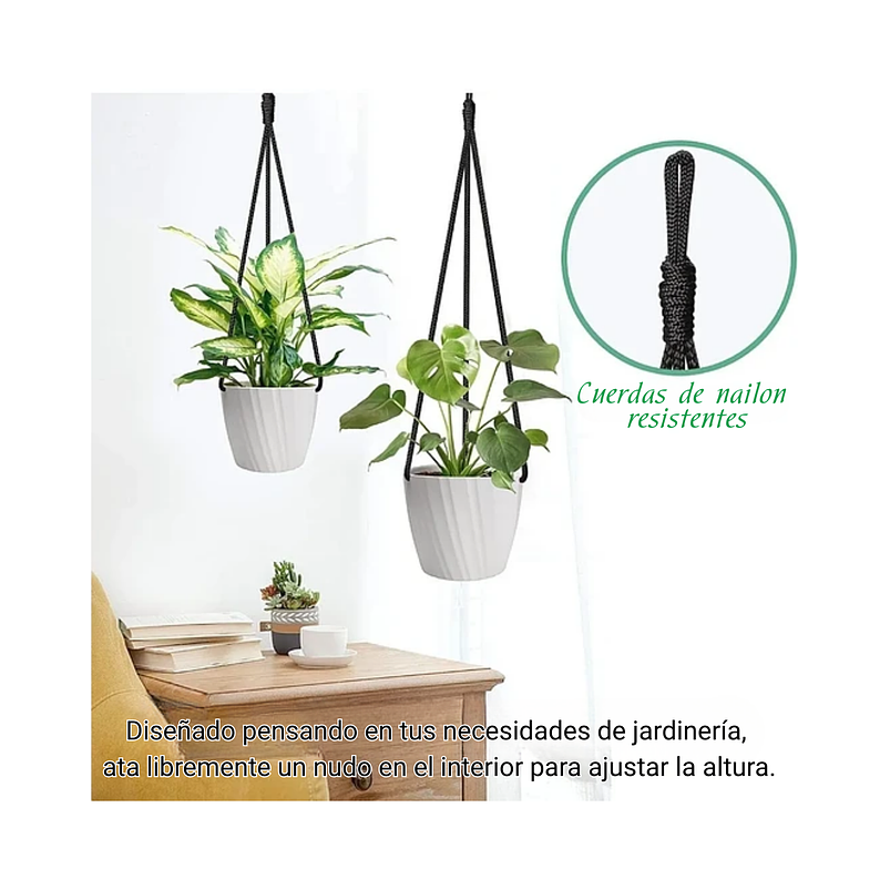 Juego Maceta Decorativas De Colgar x4 Unidades Diseño Rayas 7