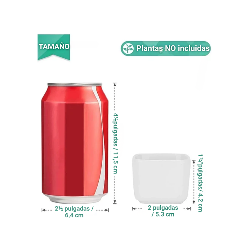 Maceta Cerámica Cuadrada Pequeña Blanca Premium Más plato Bambú 6