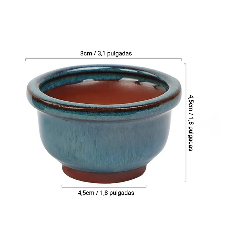 Set Macetas Mini Para Bonsái En Cerámica x4 Unidades 2