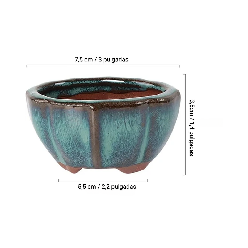 Set Macetas Mini Para Bonsái En Cerámica x4 Unidades 4